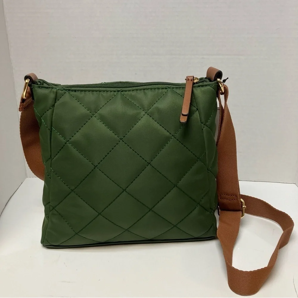 Tommy Hilfiger green and camel color crossbody purse - Picture 2 of 5